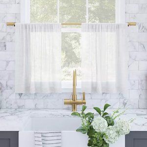 Set of 2 Slub Textured Linen Blend Cafe Curtain Tiers - Archaeo at Target